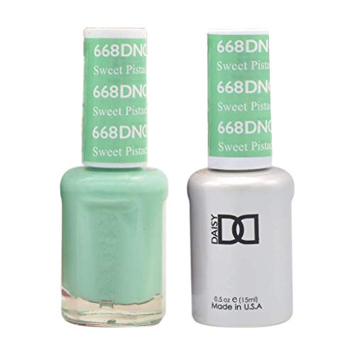 DND Duo 100% Pure Soak Off Gel - All in One - Nail Lacquer and Gel Polish, 0.5Oz / 15ml each - (668 - Sweet Pistachia)