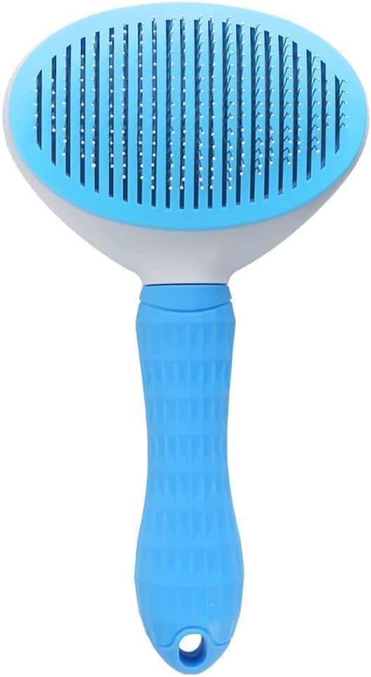 Dog Brush Cat Brush Grooming Comb,Self Cleaning Cat Dog Slicker Brushes with Smooth handle,Pet Grooming Tool with Cleaning Button for Cat Dog Shedding Tools Cat Dog Massage Clean Tangled Brush (blue)