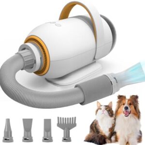 Dog Dryer Pet Blower- High Velocity Professional Pet Blow Dryer for Large Dogs - Smart Adjustable Temperature Pet Hair Grooming Dryer with 4 Nozzles