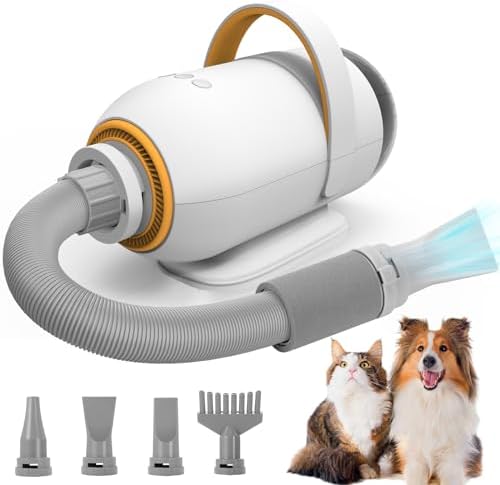 Dog Dryer Pet Blower- High Velocity Professional Pet Blow Dryer for Large Dogs - Smart Adjustable Temperature Pet Hair Grooming Dryer with 4 Nozzles