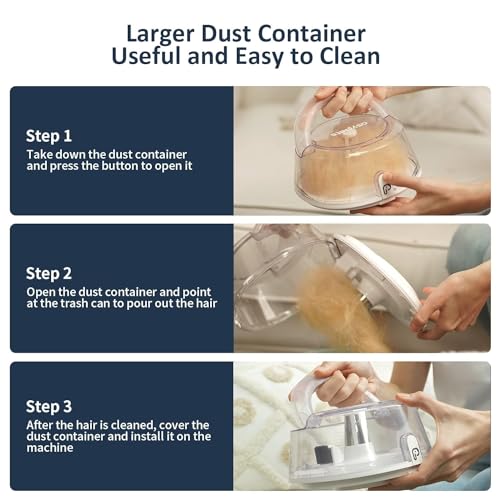 Dog Hair Vacuum & Pet Grooming Kit, 5 in 1 Pet Grooming for Dogs Cats, 1.4L Large Capacity Pet Hair Vacuum, Low Noise Dog Hair Vacuum for Shedding Pet Hair, Home Cleaning - Image 4