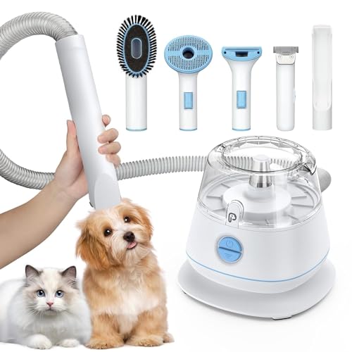 Dog Hair Vacuum & Pet Grooming Kit, 5 in 1 Pet Grooming for Dogs Cats, 1.4L Large Capacity Pet Hair Vacuum, Low Noise Dog Hair Vacuum for Shedding Pet Hair, Home Cleaning