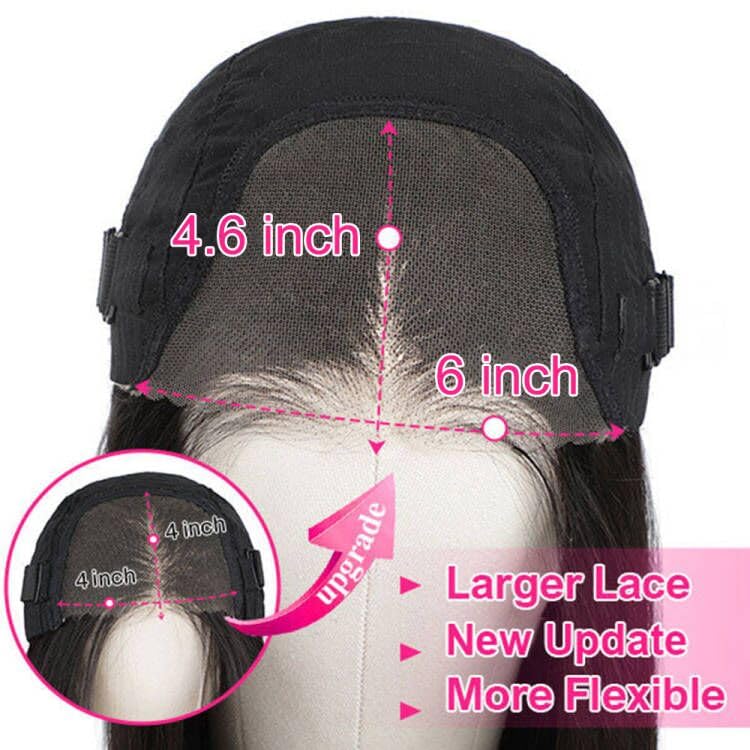 Domiso 26 Inch Kinky Straight Wear and Go Glueless Wigs Human Hair Pre Plucked Pre Cut 6x4.6 HD Lace Yaki Straight Lace Front Wigs Human Hair Brazilian Beginners Wig Natural Hairline Breathable Cap - Image 3