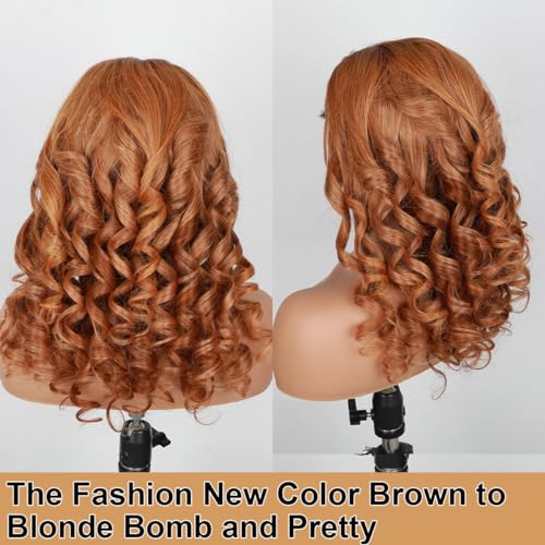Domiso Brown Blonde Mixed Wear and Go Glueless Wig Pre Plucked Pre Cut Lace Human Hair Wigs Ombre Blonde Lace Front Wig Lace Pre Cut Transparent Lace Glueless Wigs For Beginners 24 Inch - Image 8