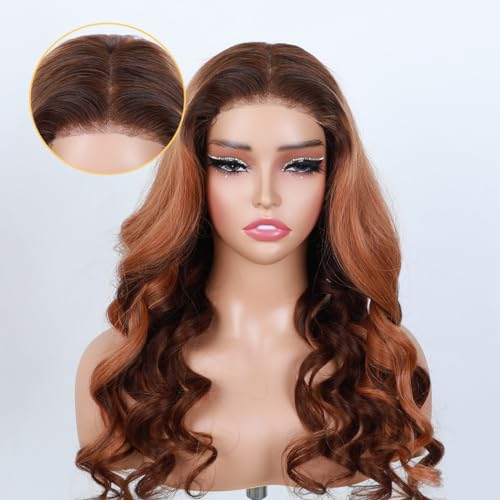 Domiso Brown Blonde Mixed Wear and Go Glueless Wig Pre Plucked Pre Cut Lace Human Hair Wigs Ombre Blonde Lace Front Wig Lace Pre Cut Transparent Lace Glueless Wigs For Beginners 24 Inch - Image 9