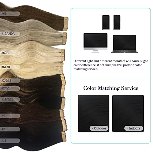 DOORES Tape in Hair Extensions Human Hair, 18 Inch 50g 20pcs Jet Black, Human Hair Extensions Tape in Remy Straight Hair Extensions Skin Weft Double Side Tape - Image 9