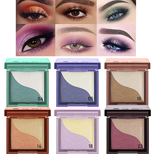Double-Color Eyeshadow, Highly Pigmented Eye Makeup Palette, 2 in 1 Color Lazy Eye Shadow Powder, Matte Shimmer Metallic Waterproof Beginner Long Lasting Color Rendering Eye Shadow - Image 4
