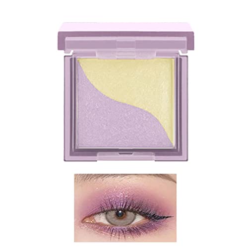Double-Color Eyeshadow, Highly Pigmented Eye Makeup Palette, 2 in 1 Color Lazy Eye Shadow Powder, Matte Shimmer Metallic Waterproof Beginner Long Lasting Color Rendering Eye Shadow