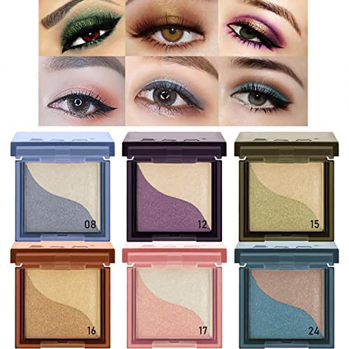Double-Color Eyeshadow, Highly Pigmented Eye Makeup Palette, 2 in 1 Color Lazy Eye Shadow Powder, Matte Shimmer Metallic Waterproof Beginner Long Lasting Color Rendering Eye Shadow - Image 5