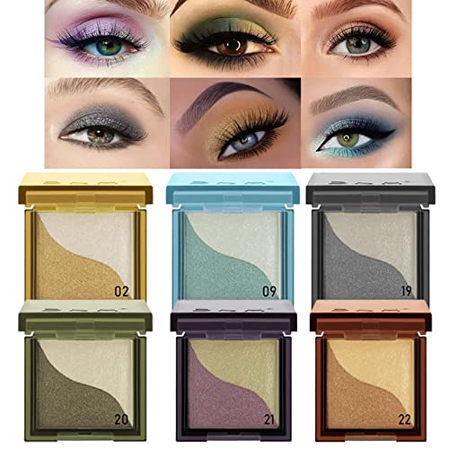 Double-Color Eyeshadow, Highly Pigmented Eye Makeup Palette, 2 in 1 Color Lazy Eye Shadow Powder, Matte Shimmer Metallic Waterproof Beginner Long Lasting Color Rendering Eye Shadow - Image 3