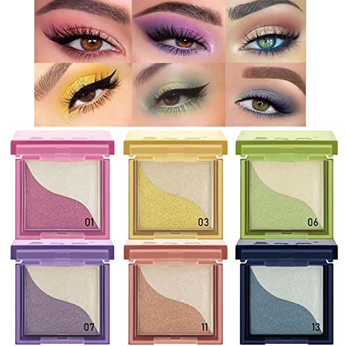 Double-Color Eyeshadow, Highly Pigmented Eye Makeup Palette, 2 in 1 Color Lazy Eye Shadow Powder, Matte Shimmer Metallic Waterproof Beginner Long Lasting Color Rendering Eye Shadow - Image 2