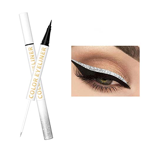 2-Piece Waterproof Eyeliner Set Black and Metallic Liquid Eye Makeup