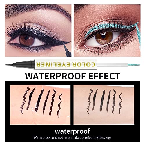 2-Piece Waterproof Eyeliner Set Black and Metallic Liquid Eye Makeup - Image 5