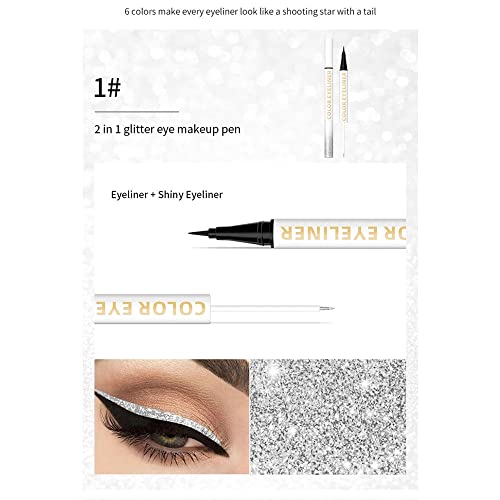 2-Piece Waterproof Eyeliner Set Black and Metallic Liquid Eye Makeup - Image 2