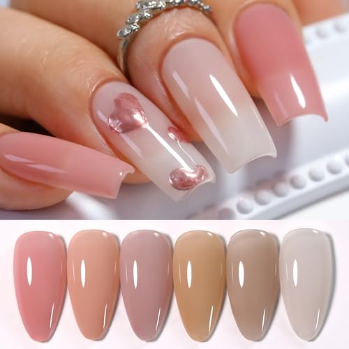 Double Rhythm 6-Piece Sheer Pastel Jelly Gel Nail Polish UV Kit for Women