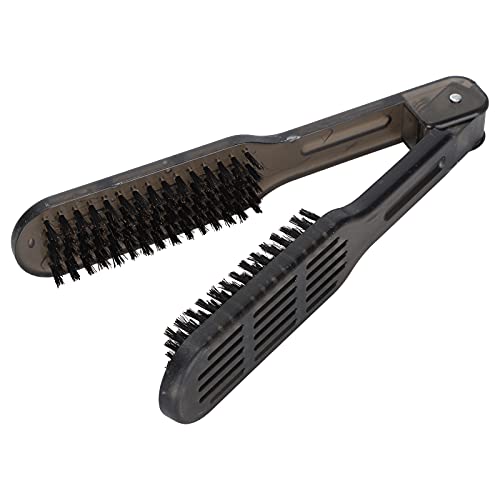 Double-Sided Brush Hair Straightening Comb, Boar Bristle Comb - Anti-Static Straightener Tool for Smoothing & Detangling - for Curly Hair, Reduces Split Ends, for Black Hair