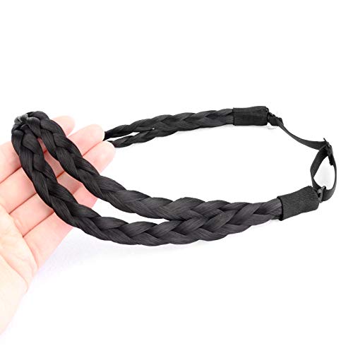 Double Three Strands Braid Headband Synthetic Hair Plait Headband for Women Hair Accessory (Natural Black) - Image 2