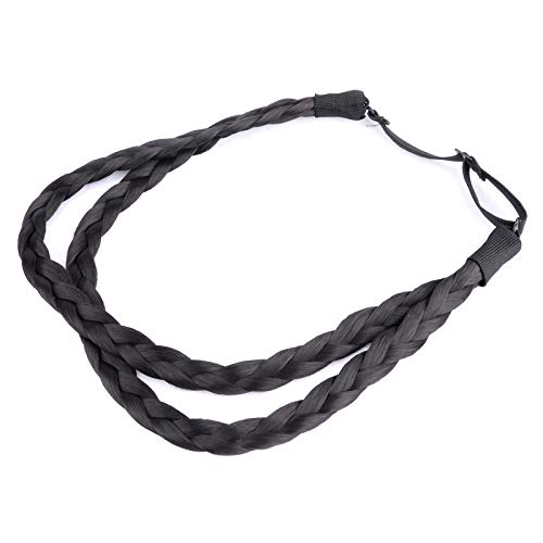 Double Three Strands Braid Headband Synthetic Hair Plait Headband for Women Hair Accessory (Natural Black)