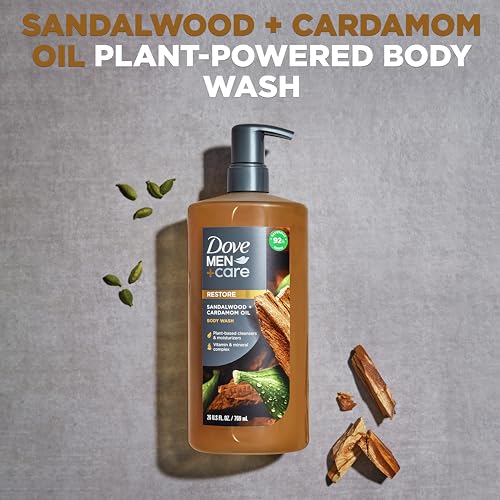 Dove Men+Care Body Wash Sandalwood + Cardamom Oil to Rebuild Skin in the Shower with Plant-Based Cleansers and Moisturizers 26 oz - Image 5