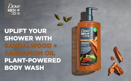 Dove Men+Care Body Wash Sandalwood + Cardamom Oil to Rebuild Skin in the Shower with Plant-Based Cleansers and Moisturizers 26 oz - Image 3