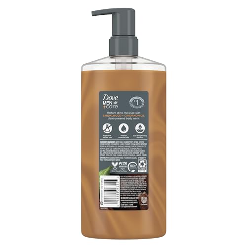 Dove Men+Care Body Wash Sandalwood + Cardamom Oil to Rebuild Skin in the Shower with Plant-Based Cleansers and Moisturizers 26 oz - Image 2