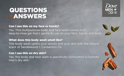 Dove Men+Care Body Wash Sandalwood + Cardamom Oil to Rebuild Skin in the Shower with Plant-Based Cleansers and Moisturizers 26 oz - Image 4
