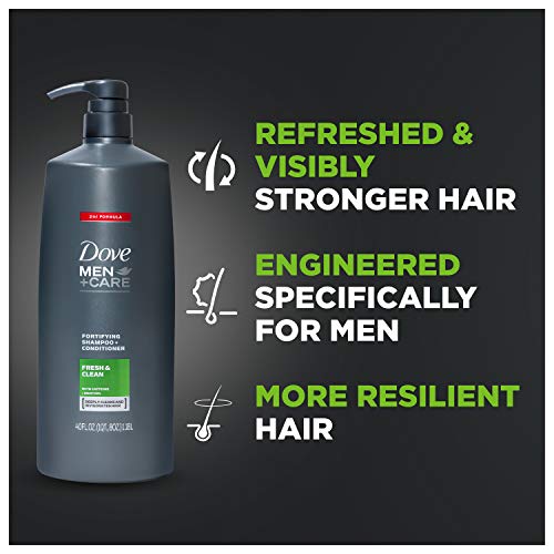Dove Men+Care Fortifying 2 in 1 Shampoo and Conditioner for Normal to Oily Hair Fresh and Clean with Caffeine Helps Strengthen and Nourish Hair 40 oz - Image 8