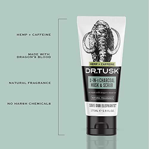 Dr. Tusk 2-in-1 Men's Charcoal Clay Hempseed Oil Face Scrub Mask 5.9 Fl Oz - Image 2