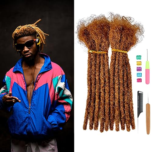 Dreadlock Extensions Human Hair 6Inch 0.6cm Thickness 33Strands #30 Brown Loc Extensions 100% Real Human Hair for Men/Women Full Handmade Rermanent Real Hair Extensions Can Be Dyed (6inch 0.6, 30)