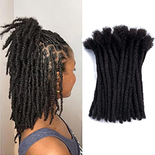Dreadlock Extensions Human Hair Loc Extensions for Women Men - 0.8cm Width 10 inch 20 Strands Natural Black