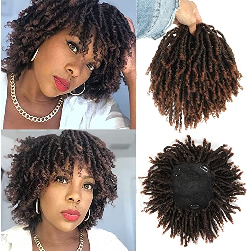 Dreadlock Hair Topper Wig with Clip in Braided Hair Half wigs for Women Short Synthetic Dreadlocks Hair Pieces Toupee Afro hair for Women and Men Topper Wiglets Hairpieces for Thinning Hair(1b/30)