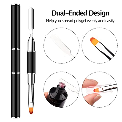 Dual Nail Form Set Clear Gel Nail Extension Mold 12 Sizes with Scale Full Cover Gel Coffin Nails Dual-ended Gel Brush and Nail File Nail Tips Clip Buffer Polisher - Image 6
