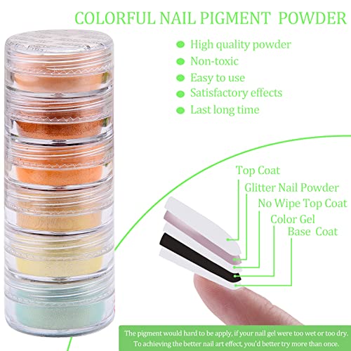 Duufin 54 Colors Nail Pigment Powder Colorful Luminous Powder Iridescent Glitter Pearlescent High-Gloss Halo Powder Pigments for Nails Art, Body and Crafts - Image 6