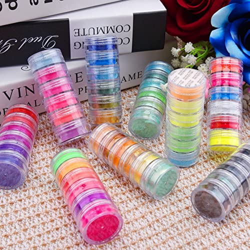 Duufin 54 Colors Nail Pigment Powder Colorful Luminous Powder Iridescent Glitter Pearlescent High-Gloss Halo Powder Pigments for Nails Art, Body and Crafts - Image 4