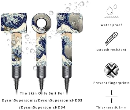 Dyson Supersonic Hair Dryer Skin Compatible Wrap Cover Blue Wave Multi-Color Stickers - Image 2