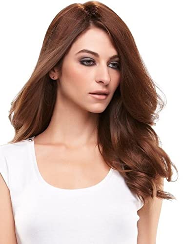 Easihair EasiPart HD 12" Length Topper Color 22F16S8 Venice Blonde- Heat Friendly Hairpiece Synthetic Clip In 1 Piece Volumizer Monofilament 2.75”x5” Base Bundle Maxwigs Booklet - Image 5