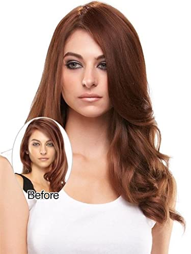 Easihair EasiPart HD 12" Length Topper Color 22F16S8 Venice Blonde- Heat Friendly Hairpiece Synthetic Clip In 1 Piece Volumizer Monofilament 2.75”x5” Base Bundle Maxwigs Booklet - Image 4
