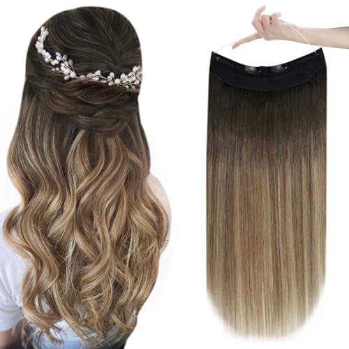 Easyouth 20 Inch 100g Real Human Hair Balayage Highlight Wire Extensions Chestnut Brown Caramel Blonde