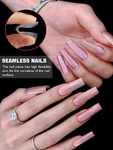 EBANKU 120Pcs Matte Dual Nail Forms, Clear Poly Gel Nail Molds Square Full Cover Coffin Nail Tips Extension Forms 12 Sizes for Gel Manicure Nail Art Design Salon&DIY - Image 2