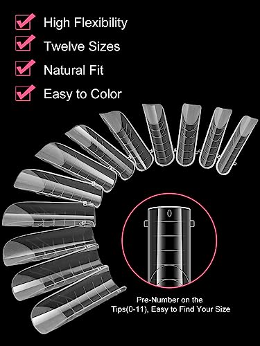EBANKU 120Pcs Matte Dual Nail Forms, Clear Poly Gel Nail Molds Square Full Cover Coffin Nail Tips Extension Forms 12 Sizes for Gel Manicure Nail Art Design Salon&DIY - Image 3