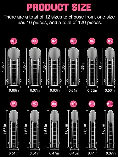 EBANKU 120Pcs Matte Dual Nail Forms, Clear Poly Gel Nail Molds Square Full Cover Coffin Nail Tips Extension Forms 12 Sizes for Gel Manicure Nail Art Design Salon&DIY - Image 6