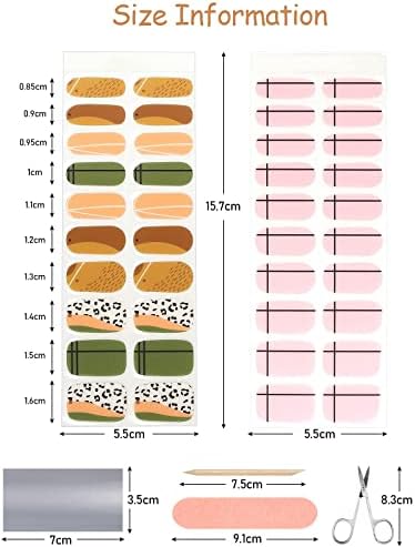 EBANKU 40PCS Gel Nail Strips Green Yellow Holiday Design with Nail File - Image 2