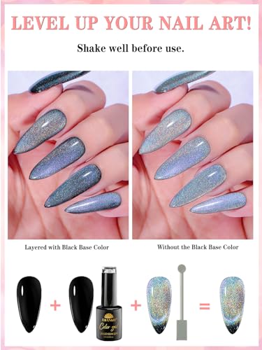 EBANKU Rainbow Cat Eye Gel Nail Polish Universal Holographic 9D Cat Eye Magnetic Gel Polish with Magnet Stick, Shiny Glitter Chrome Gel Polish Soak Off Gel Nail Art Salon Manicure DIY at Home 10ML - Image 6
