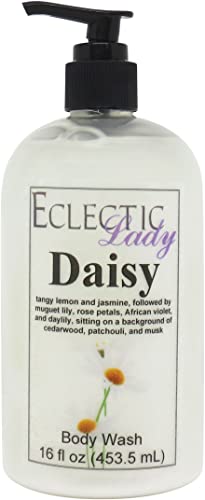 Eclectic Lady Liquid Pearl Body Wash - Daisy Scent 3-in-1 Use For Bubble Bath, Hand Soap & Body Wash, Phthalate-Free Daisy Fragrance, Handcrafted in USA (16 oz)