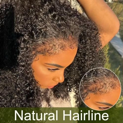 Edges Hairline 13x6 Lace Front Curly Wig Human Hair Pre Plucked with Baby Hair 150% Density Brazilian Virgin HD Lace Kinky Curly Frontal Wigs Human Hair for Women Glueless Wigs 24Inch - Image 4