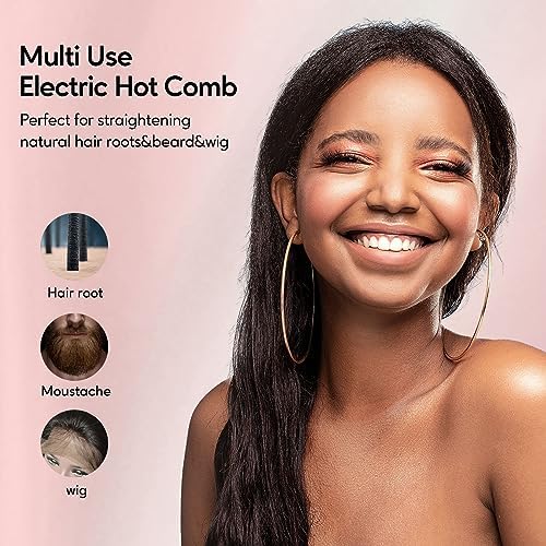 Terviiix Electric Hot Comb for Black Hair, Wigs, and Beard, Adjustable Temperature, Anti-Scald, 60 Min Auto Shut Off - Image 4