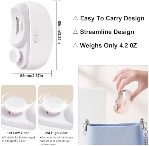Electric Nail Clipper, 2 in 1 Automatic Nail Clipper, USB Rechargeable Safety Fingernail Trimmer for Newborn, Infant, Baby, Toddler, Kids, Adult and Seniors (Purple) - Image 2