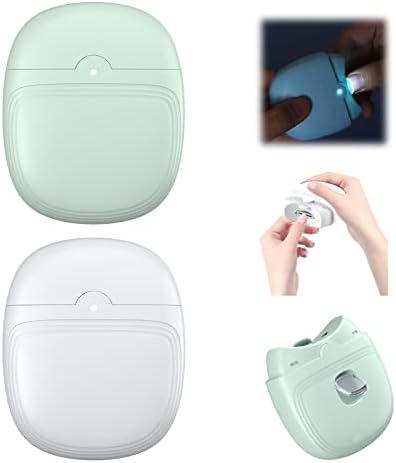 Electric Nail Clippers, Electric Nail Trimmer with Light & Nail Shavings Organizer, 2 Speeds, USB Rechargeable Portable Clipper, 2 in 1 Fingernail Cutter and File, Gifts for Baby Senior Adult (2PCS)