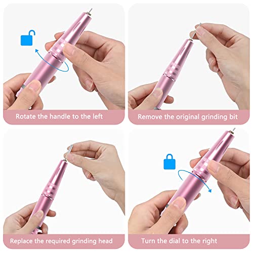 Electric Nail Drill - 35000 rpm Adjustable Portable Nail Drills, Professional Powerful and Quiet Nail File Nail Drills, with Visible Display Screen for Acrylic Gel Nails (Rose Gold) - Image 3