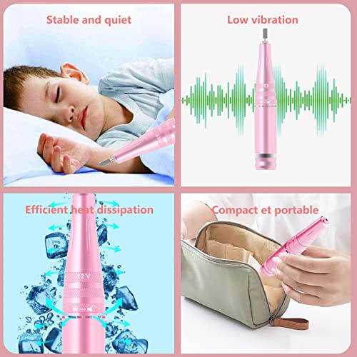 Electric Nail Drill - 35000 rpm Adjustable Portable Nail Drills, Professional Powerful and Quiet Nail File Nail Drills, with Visible Display Screen for Acrylic Gel Nails (Rose Gold) - Image 6